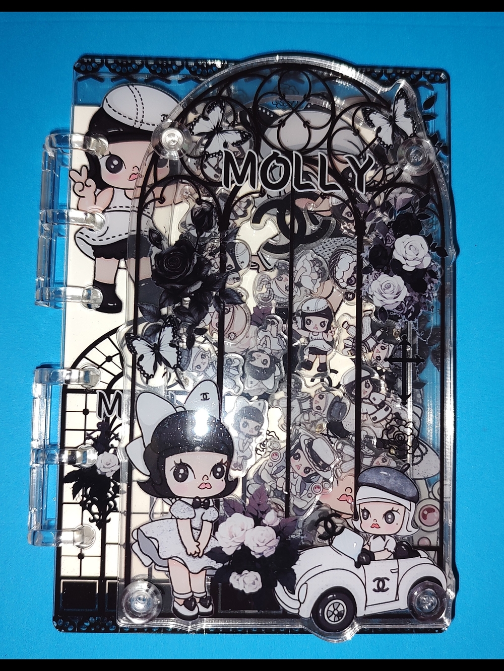 New! A7 Mollyvdesigner CC Clear Acrylic Shaker Notebook